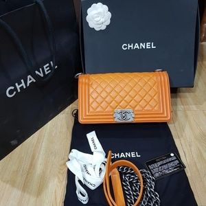 Chanel Lambskin Quilted Medium Le Boy Authentic